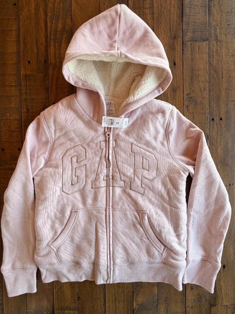 Gap Girls Sherpa Fleece Lined Zip Hoodie Light Pink NWT XL 12